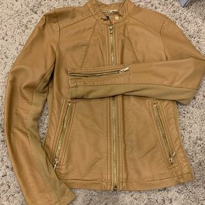 Express faux leather moto jacket, XS - tan